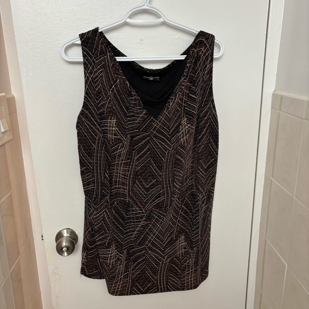 Vintage Women’s Retro Coin Metallic Glitter Sleeveless Top (Fits M-Xl) Y2K